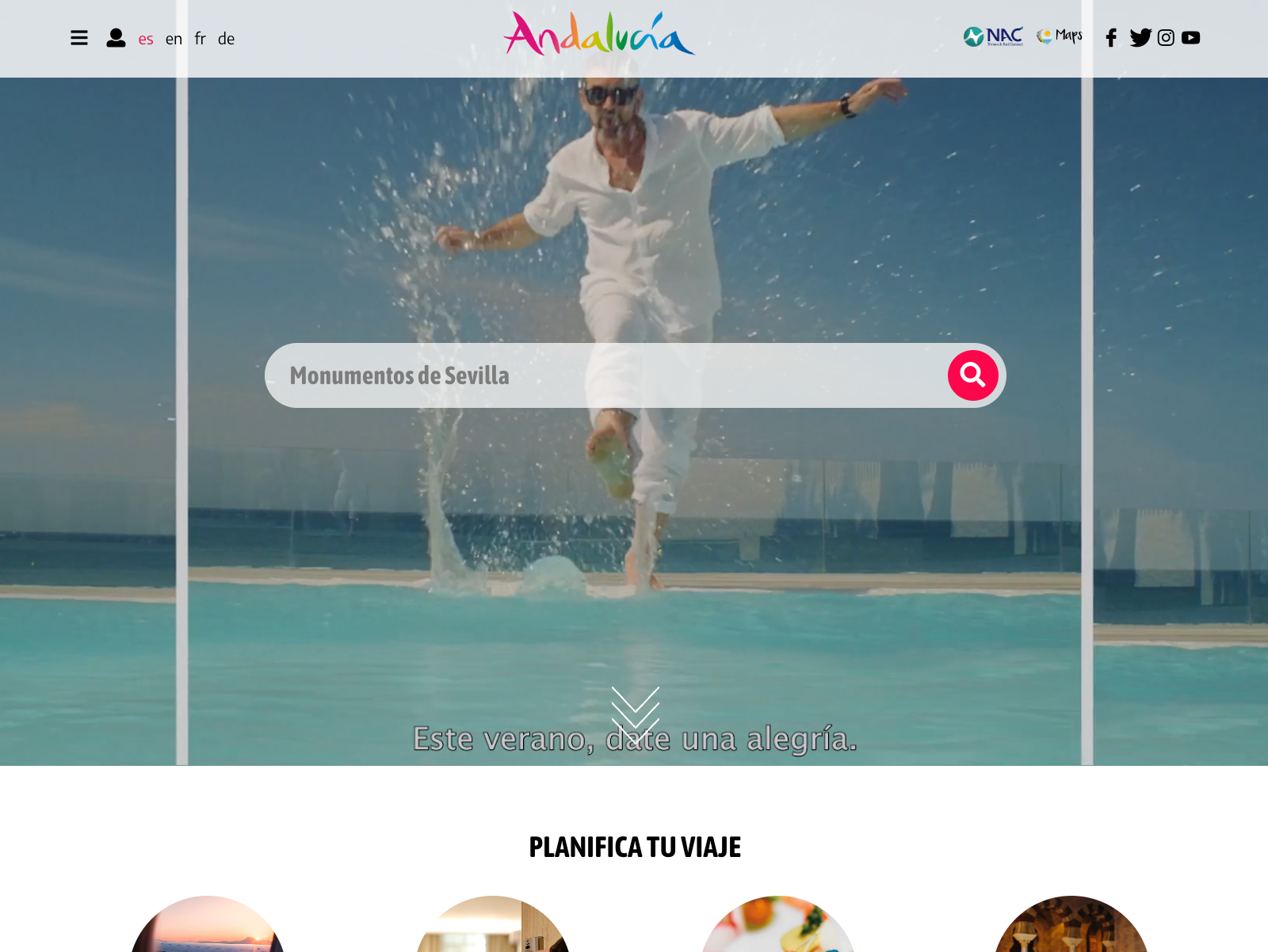 Imagen ilustrativa de la página de inicio de www.andalucia.org