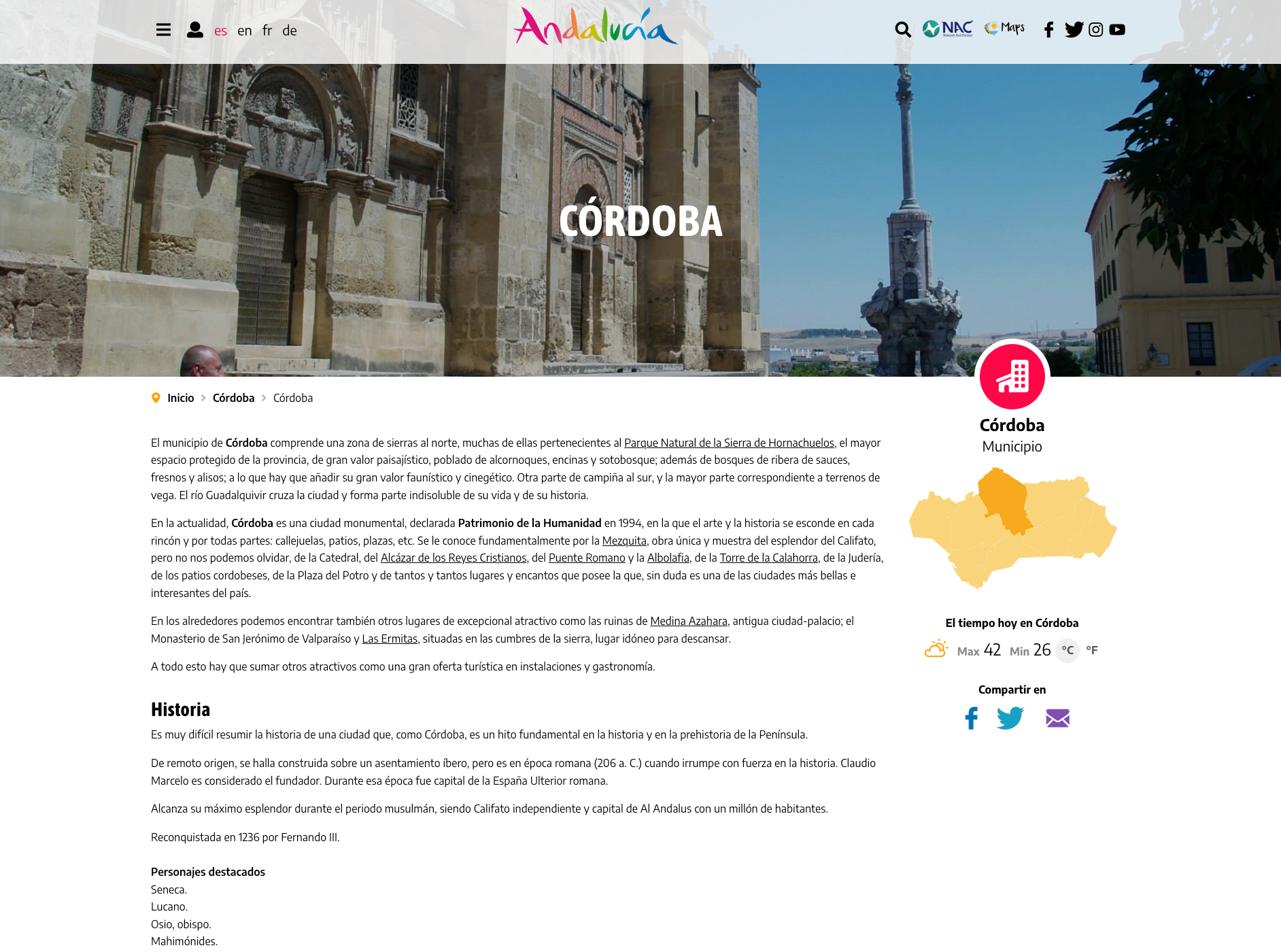 Imagen ilustrativa de la página de Córdoba de www.andalucia.org