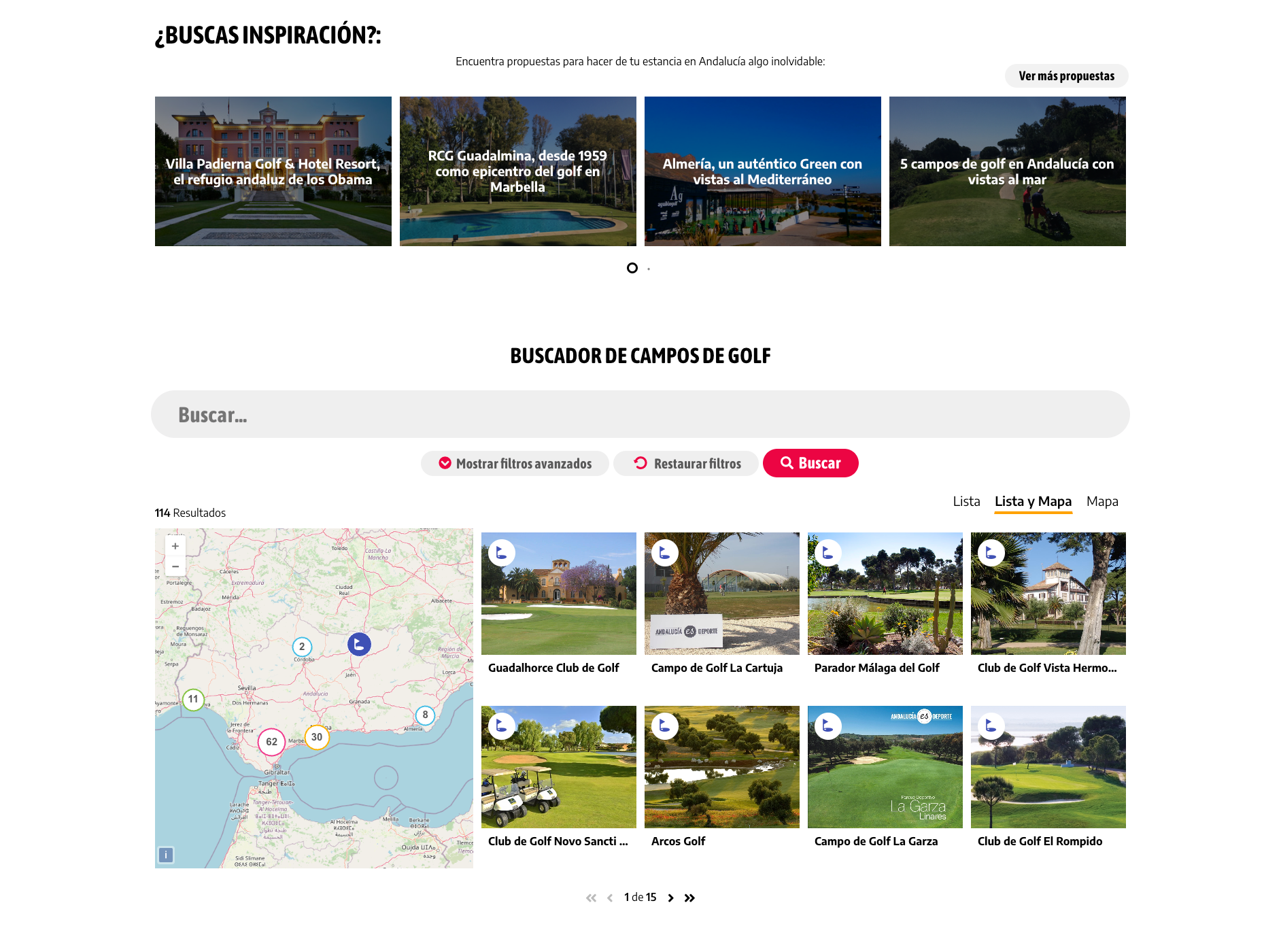 Imagen ilustrativa de la página de campos de golf de www.andalucia.org