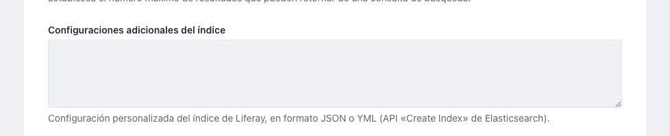 Configuraciones adicionales del índice